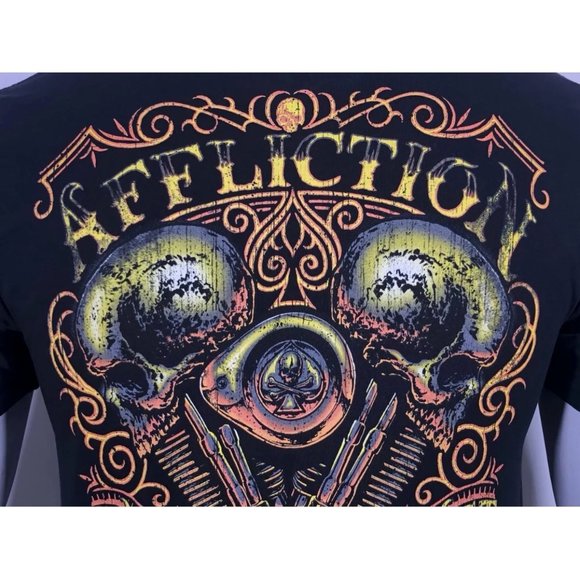 AFFLICTION THUNDER Men's T-shirt BLACK Biker MMA - Picture 9 of 11